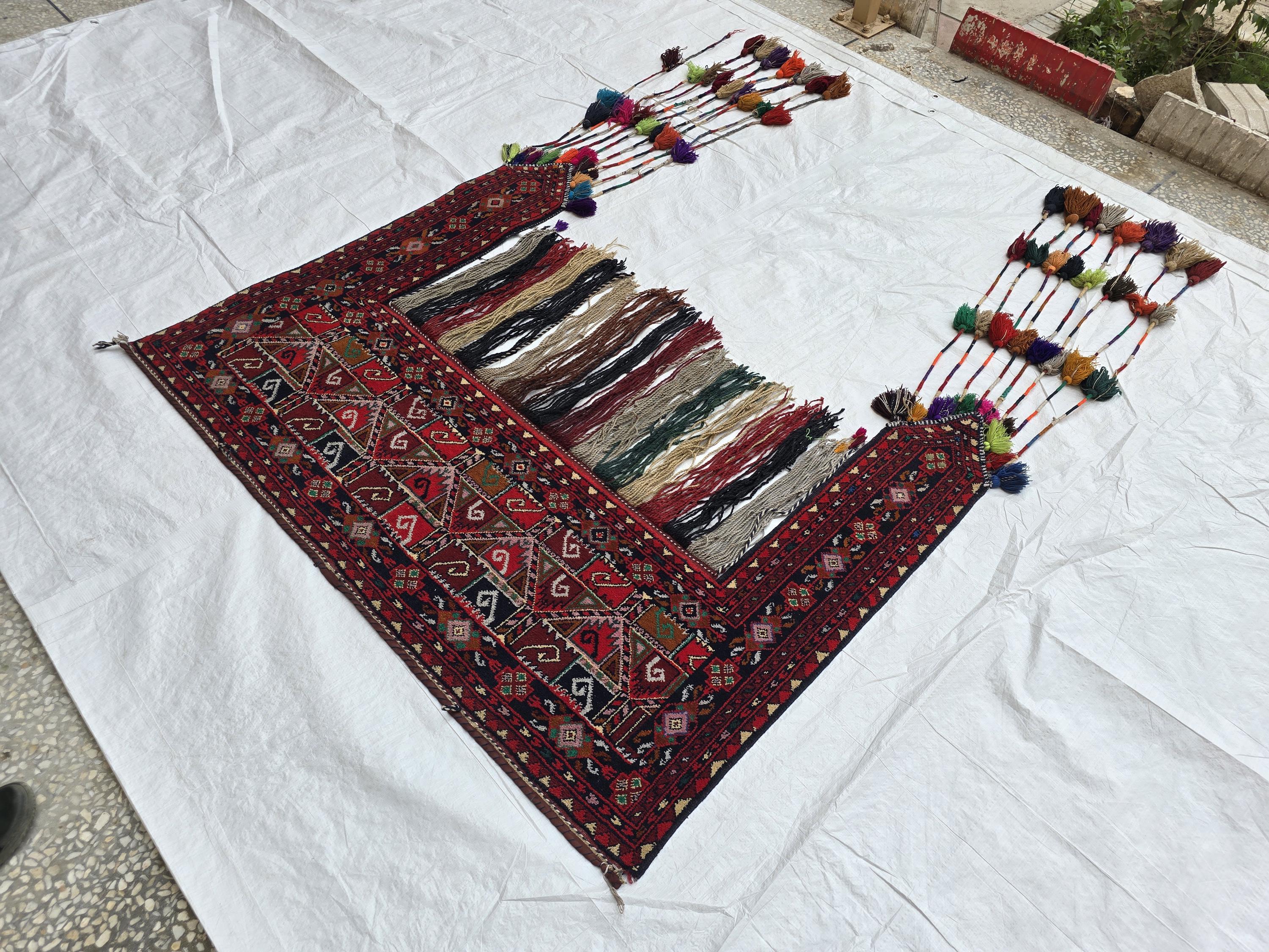 5x6ft, Afghan Wall Hanging Tribal Jallar Rug, Turkmen Wool 100% Handwoven Tapestry, Boho Home Decor, Living Room Decor, Bedroom Decor