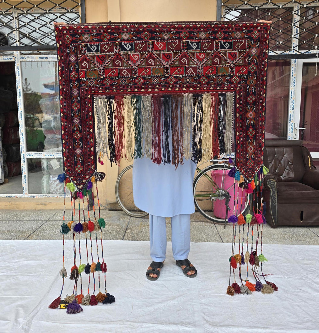 5x6ft, Afghan Wall Hanging Tribal Jallar Rug, Turkmen Wool 100% Handwoven Tapestry, Boho Home Decor, Living Room Decor, Bedroom Decor