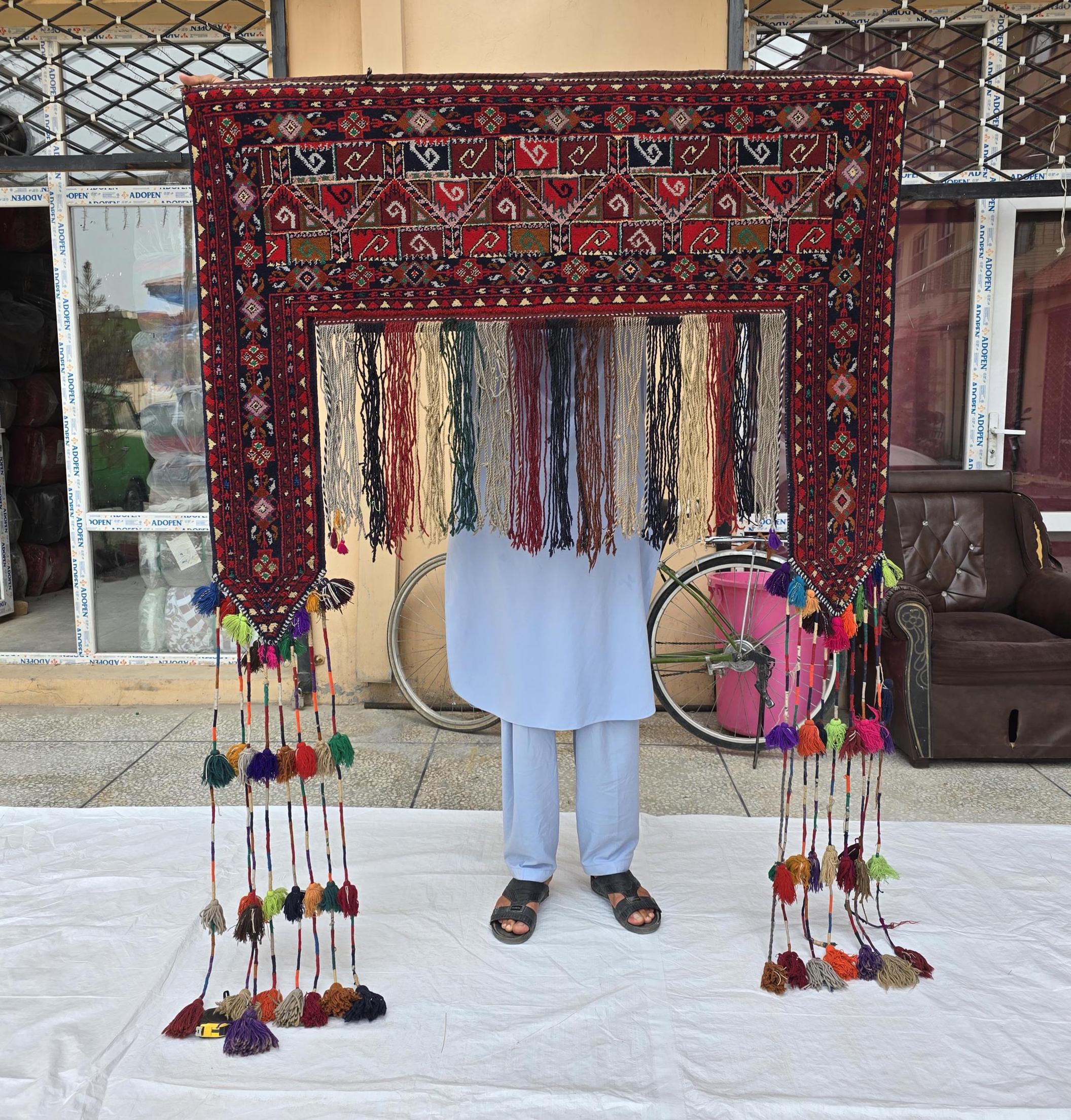 5x6ft, Afghan Wall Hanging Tribal Jallar Rug, Turkmen Wool 100% Handwoven Tapestry, Boho Home Decor, Living Room Decor, Bedroom Decor
