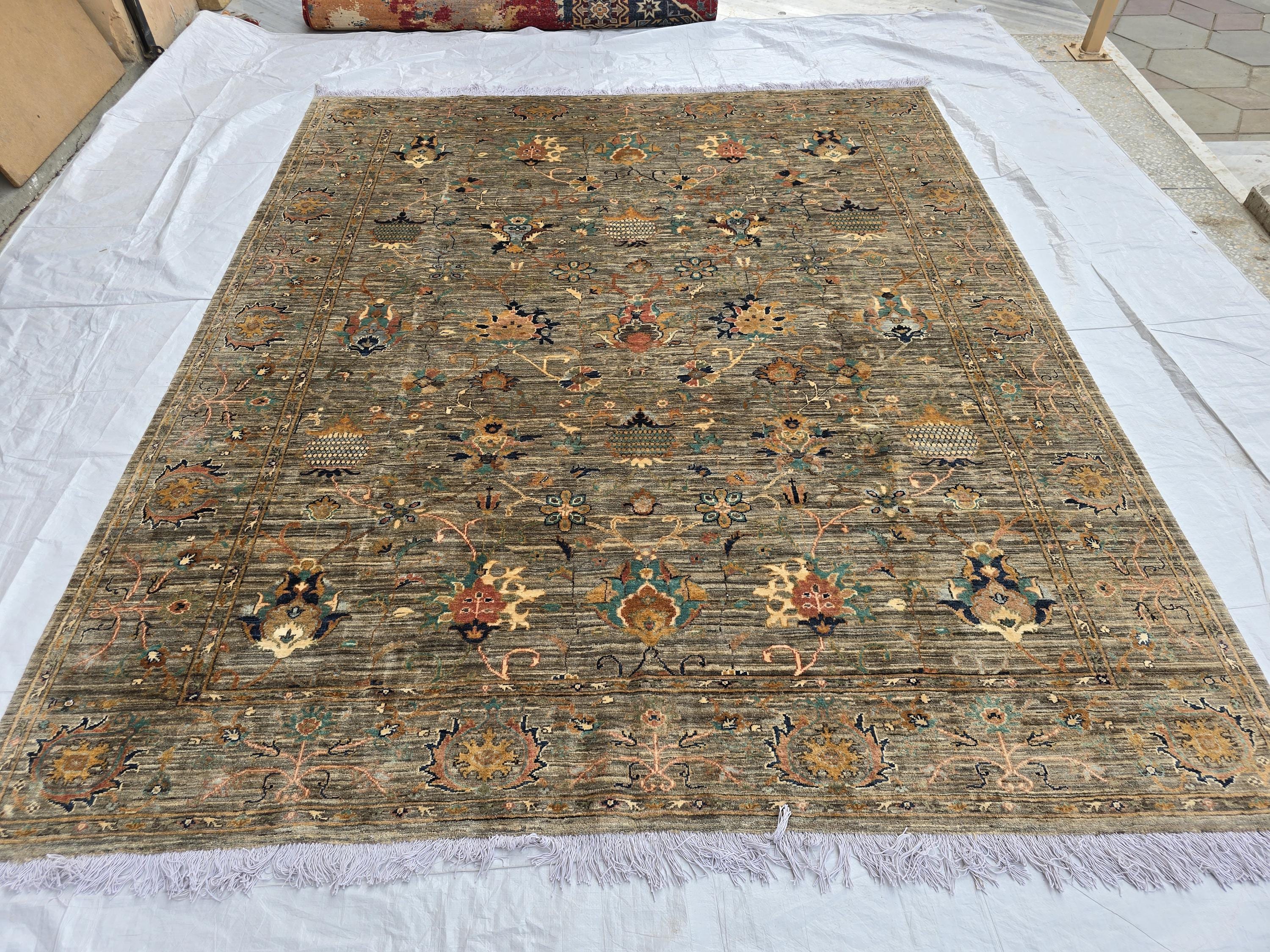 7x9ft, Turkmen Handmade Tribal Rug, Afghan Oriental Wool Floor Rug, Living Room Rug, Bedroom Rug, Boho Home Decor