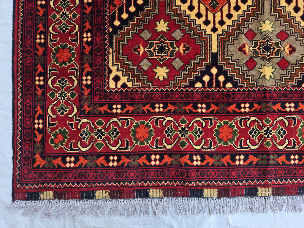 Afghan Handmade Tribal Traditional Carpet, Turkmen Oriental Wool Soft High Pile Rug, Boho Home Decor, Living room Rug, Bedroom Rug