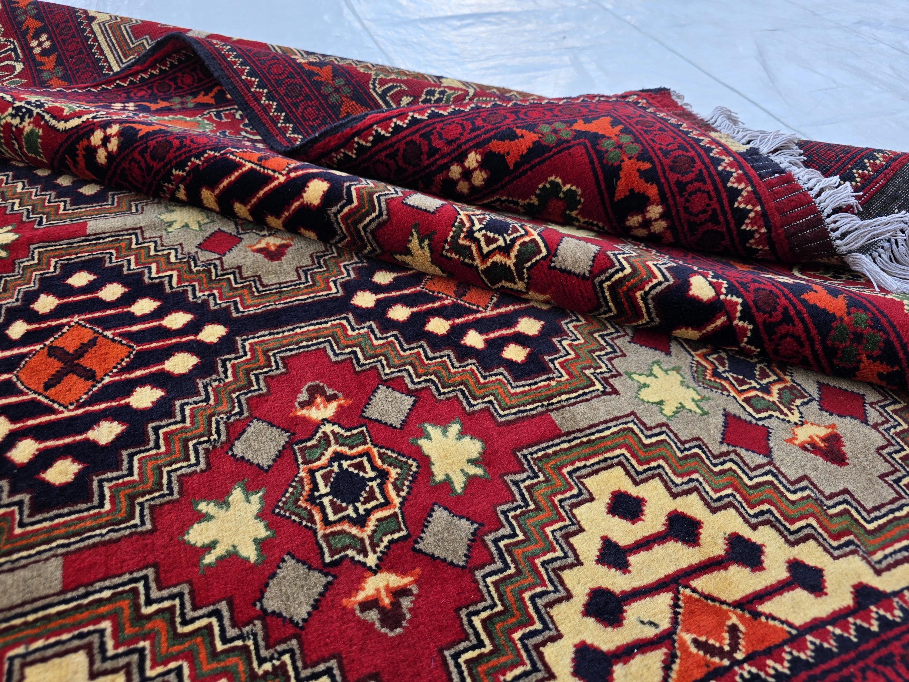 Afghan Handmade Tribal Traditional Carpet, Turkmen Oriental Wool Soft High Pile Rug, Boho Home Decor, Living room Rug, Bedroom Rug