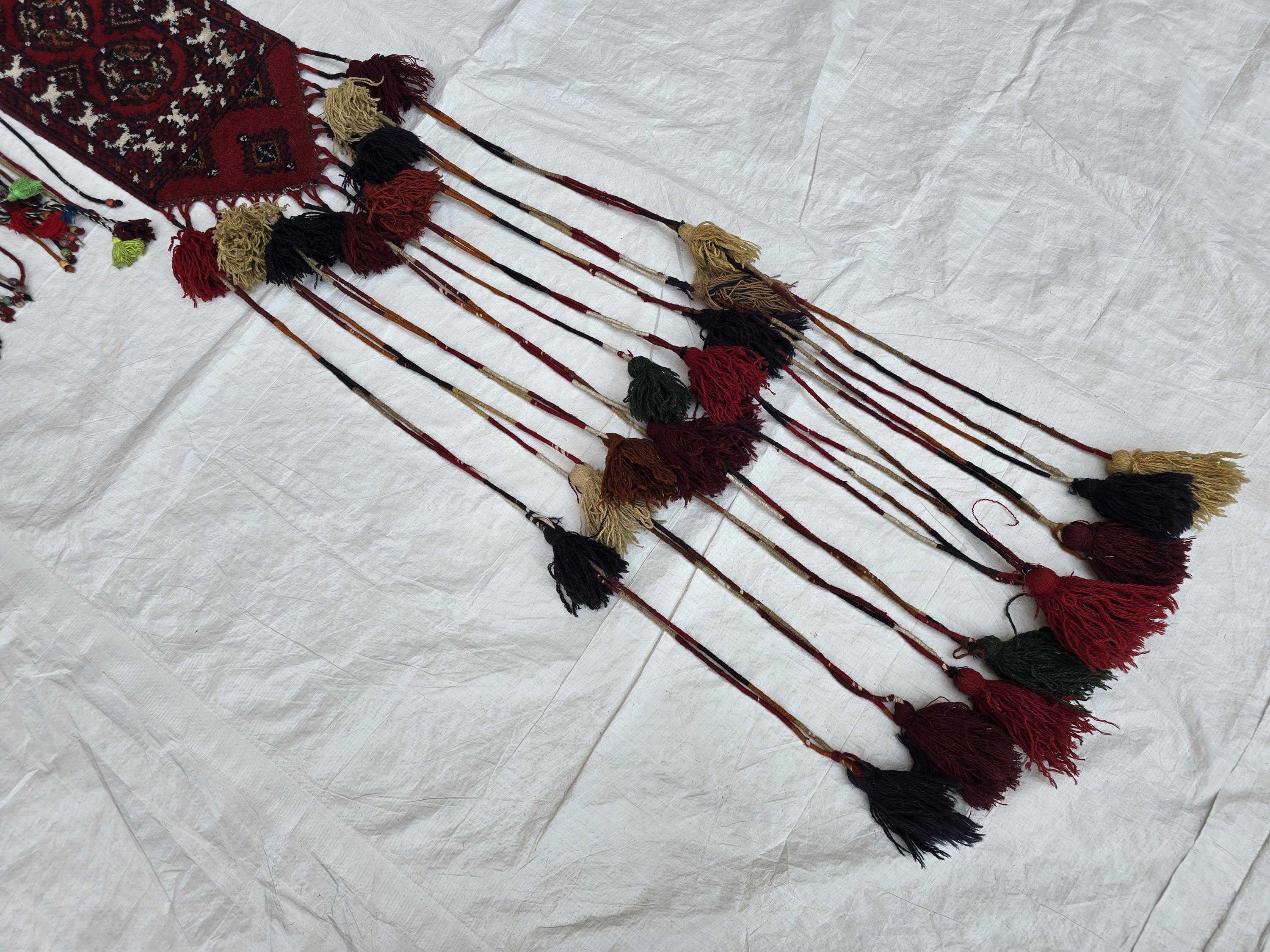 Afghan Handwoven Decorative Tapestry Jalar 4.8ft wide x 6.6ft Length with Long Tassels – Tribal Wall Hanging / Doorway Textile, Home Decor