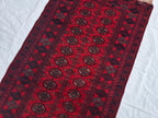 3x6ft Vintage Afghan Mowi Gull Runner Rug, Turkmen Oriental Wool Red Rug, Hallway Rug, Corridor Rug, Small Area Rug