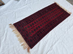 3x6ft Vintage Afghan Mowi Gull Runner Rug, Turkmen Oriental Wool Red Rug, Hallway Rug, Corridor Rug, Small Area Rug