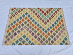 4x5 Handwoven Flatweave Afghan Kilim Rug, Turkmen Wool Area Rug, Geometric Multicolor Rug, Boho Home Decor, Living Room Rug, Bedroom Rug