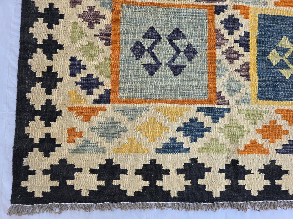 4x6 Flatweave Afghan Handwoven Rug, Turkmen Wool Area Rug, Persian Home Decor Rug, Affordable Price, Bedroom Rug, Kitchen Rug, entryway rug