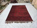 6x9 Vintage From 70s, Afghan Handmade Bukhara Pattern Rug, Turkmen Geometric Wool Floor Rug, Collectible Rug, Living Room, Bedroom Rug