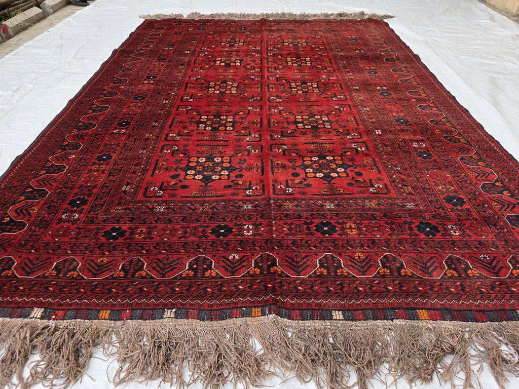 6x9 Vintage From 70s, Afghan Handmade Bukhara Pattern Rug, Turkmen Geometric Wool Floor Rug, Collectible Rug, Living Room, Bedroom Rug