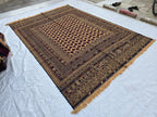 7x10 Beljik Kilim Afghan Handwoven Rug, Turkmen Herati Wool Large Area Rug, Boho Home decor Rug for living room, Bedroom Rug 294x208