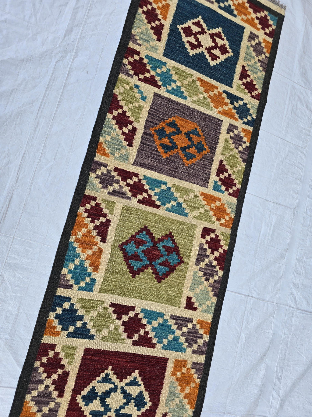 2x6 Handwoven Afghan Tribal Flatweave Kilim Runner, Turkmen Geometric Wool Rug, Hallway Rug, Narrow Rug, Kitchen Decor, Home Decor Rug