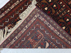 Vintage Baluchi Handwoven Accent Rug, 4x5ft, Turkmen Geometric Wool Rug, Bedroom Rug, office Rug, Collectible Afghan Rug, Entrance Rug
