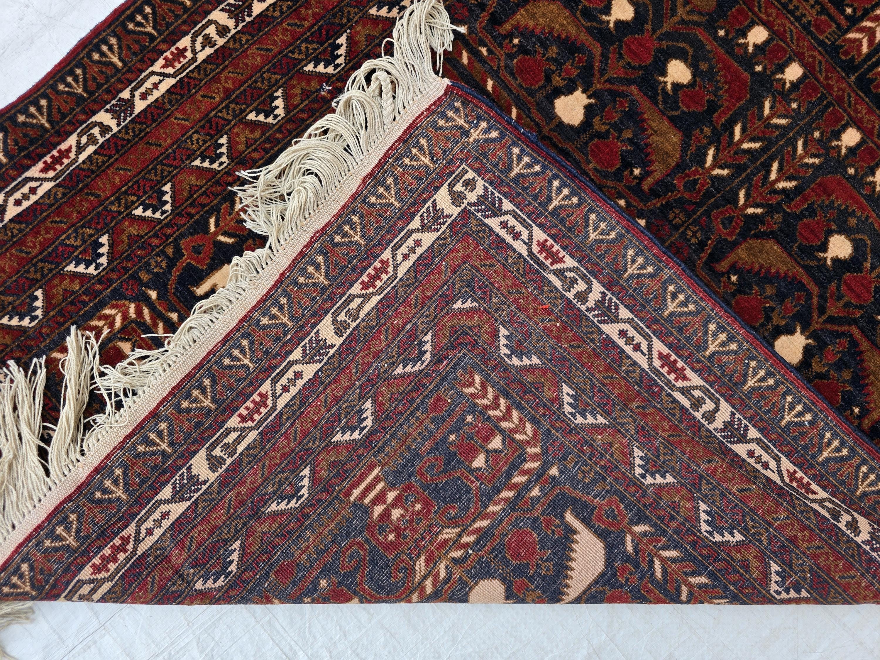 Vintage Baluchi Handwoven Accent Rug, 4x5ft, Turkmen Geometric Wool Rug, Bedroom Rug, office Rug, Collectible Afghan Rug, Entrance Rug