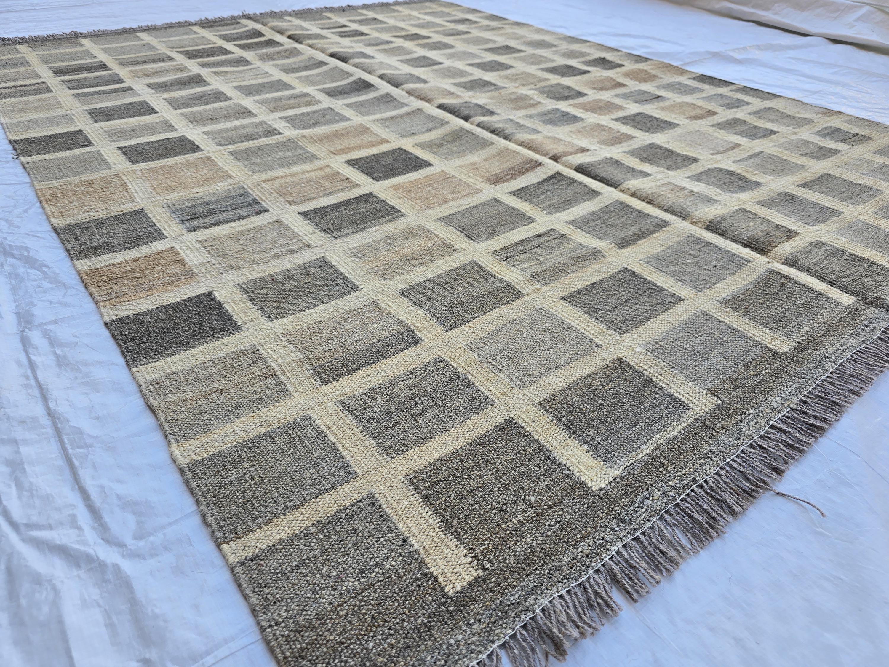 5x7 Antique Afghan Kilim Rug, Turkmen Geometric Wool Area Rug, Boho Home Decor, Flatweave Persian Kilim, Bedroom Rug, Kids Room