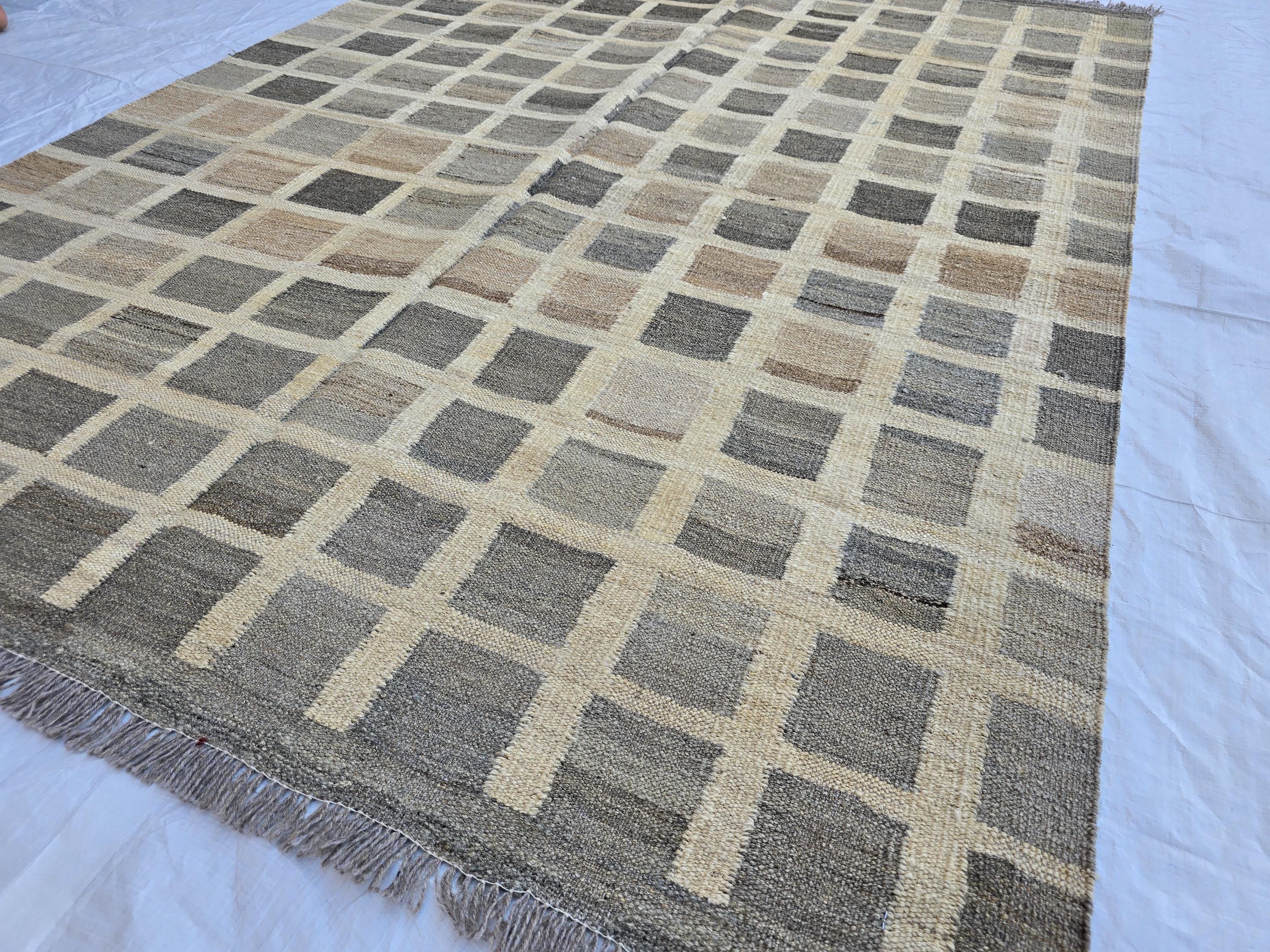 5x7 Antique Afghan Kilim Rug, Turkmen Geometric Wool Area Rug, Boho Home Decor, Flatweave Persian Kilim, Bedroom Rug, Kids Room