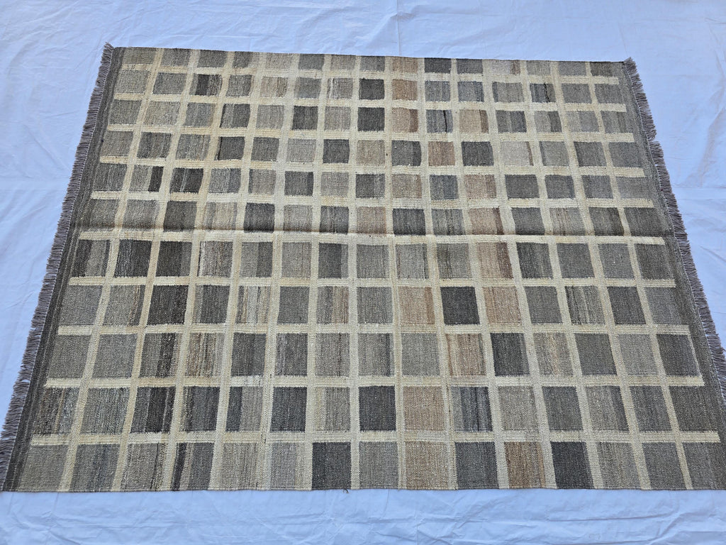 5x7 Antique Afghan Kilim Rug, Turkmen Geometric Wool Area Rug, Boho Home Decor, Flatweave Persian Kilim, Bedroom Rug, Kids Room