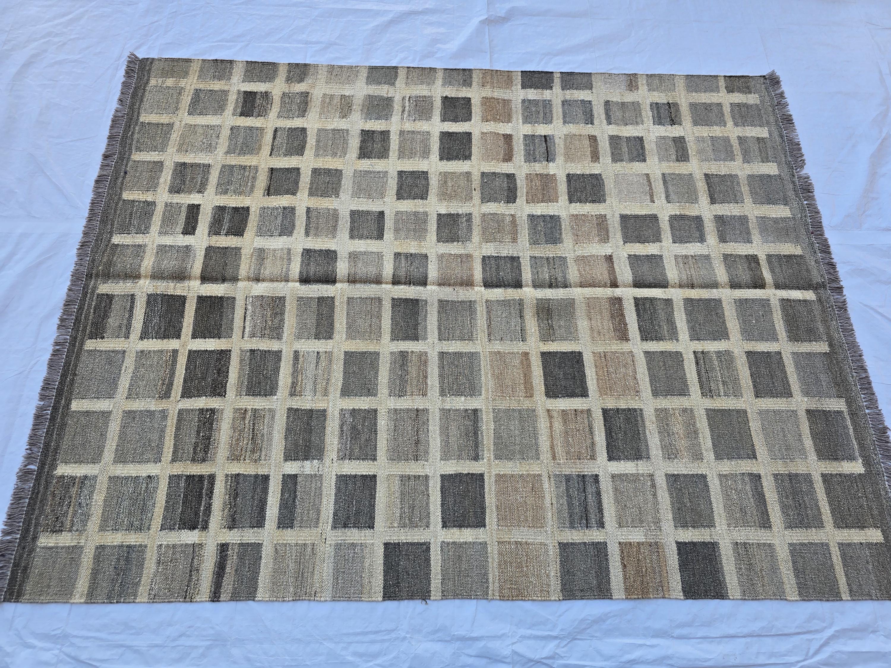 5x7 Antique Afghan Kilim Rug, Turkmen Geometric Wool Area Rug, Boho Home Decor, Flatweave Persian Kilim, Bedroom Rug, Kids Room