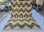 7x10Ft Large Tribal Kilim Rug – Handwoven Geometric Afghan Wool Carpet in Neutral Earth Tones – Boho Area Rug for Living Room or Bedroom