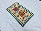 3x4 Afghan Small Geometric Wool Rug, Turkmen Flatweave Kilim Rug, Entryway Rug, Home Decor Rug, Kitchen Rug Small Rug, Office Rug