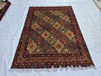 5x7 Soft Afghan Handmade Carpet, Turkmen Oriental Wool Area Rug, Boho Home Decor, Rug for Living Room, Bedroom Rug, Office Rug 150x200 cm