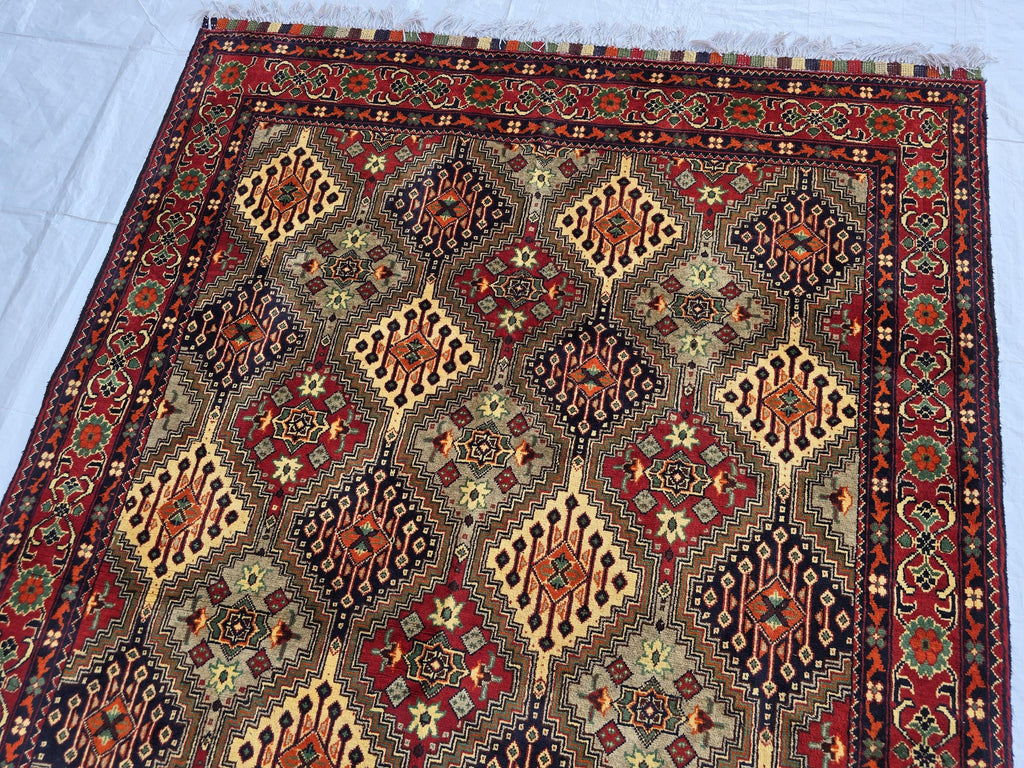5x7 Soft Afghan Handmade Carpet, Turkmen Oriental Wool Area Rug, Boho Home Decor, Rug for Living Room, Bedroom Rug, Office Rug 150x200 cm