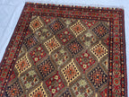 5x7 Soft Afghan Handmade Carpet, Turkmen Oriental Wool Area Rug, Boho Home Decor, Rug for Living Room, Bedroom Rug, Office Rug 150x200 cm
