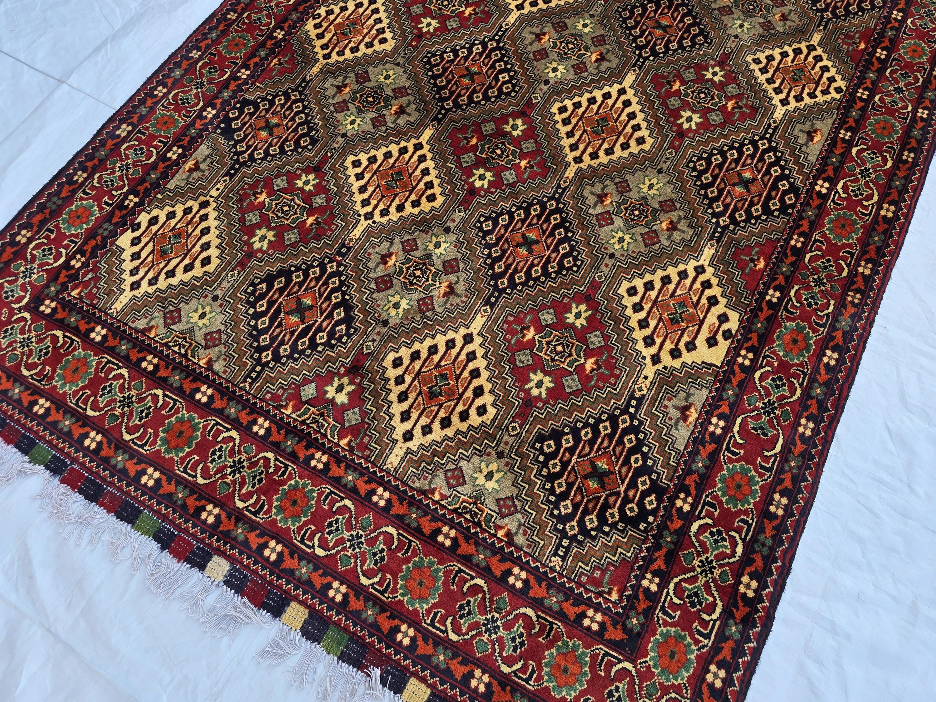 5x7 Soft Afghan Handmade Carpet, Turkmen Oriental Wool Area Rug, Boho Home Decor, Rug for Living Room, Bedroom Rug, Office Rug 150x200 cm