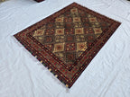 5x7 Soft Afghan Handmade Carpet, Turkmen Oriental Wool Area Rug, Boho Home Decor, Rug for Living Room, Bedroom Rug, Office Rug 150x200 cm