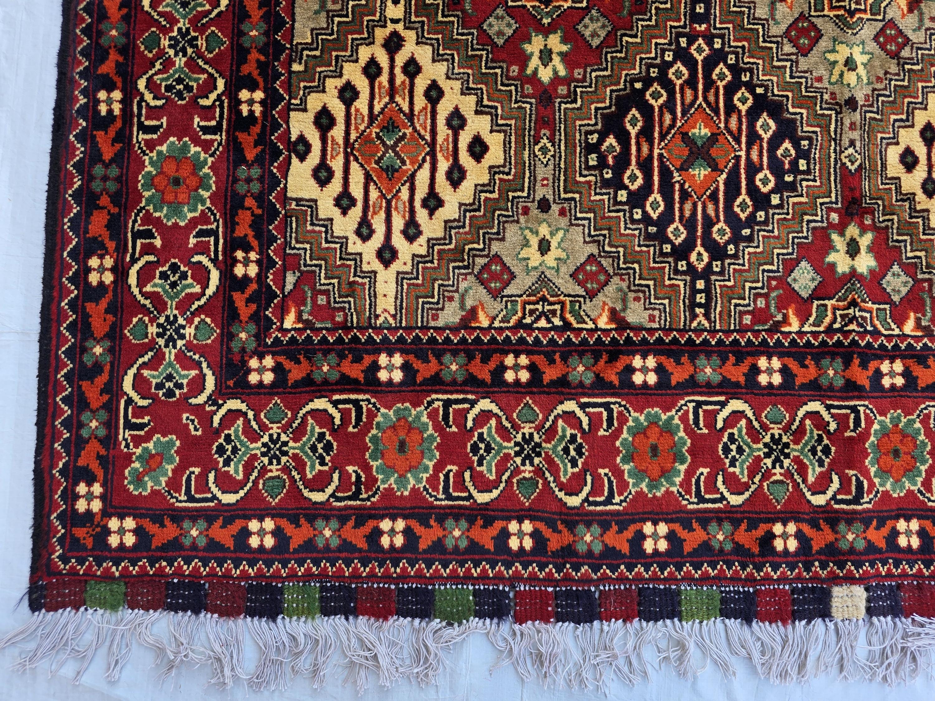 5x7 Soft Afghan Handmade Carpet, Turkmen Oriental Wool Area Rug, Boho Home Decor, Rug for Living Room, Bedroom Rug, Office Rug 150x200 cm