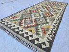 3x6 Flatweave Afghan Handmade Kilim Runner, Turkmen Geometric Tribal Wool Rug, Boho Home Decor Hallway Runner, Entryway Rug, Living Room Rug