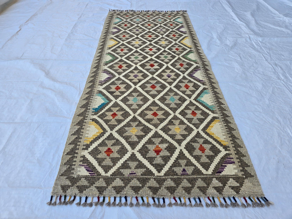 3x6 Handwoven Afghan Kilim Rug, Home Decor Rug, Turkmen Oriental Wool Rug, Hallway Rug, Entrance Rug, Living Room Rug, Kitchen Rug