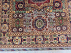 5x7 Handmade Wool Rug – Colorful Geometric Afghan Carpet – Turkmen Red Green Blue Tribal Medallion Design – Thick Pile Oriental Area Rug