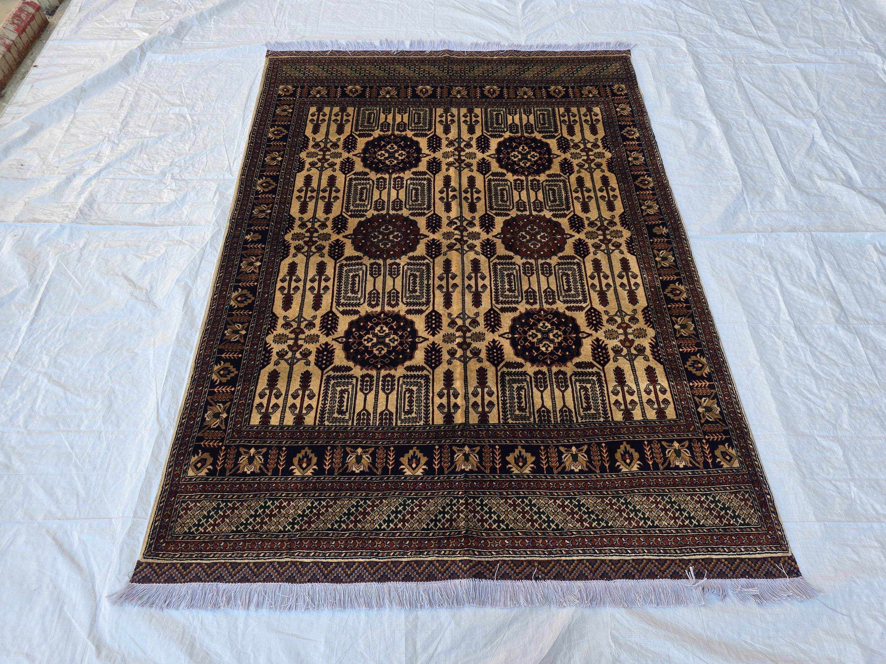 5x7 Stunning Afghan Handwoven Rug, Turkmen Oriental Wool Area Rug, Rug For Living Room, Bedroom Rug, Home Decor Rug