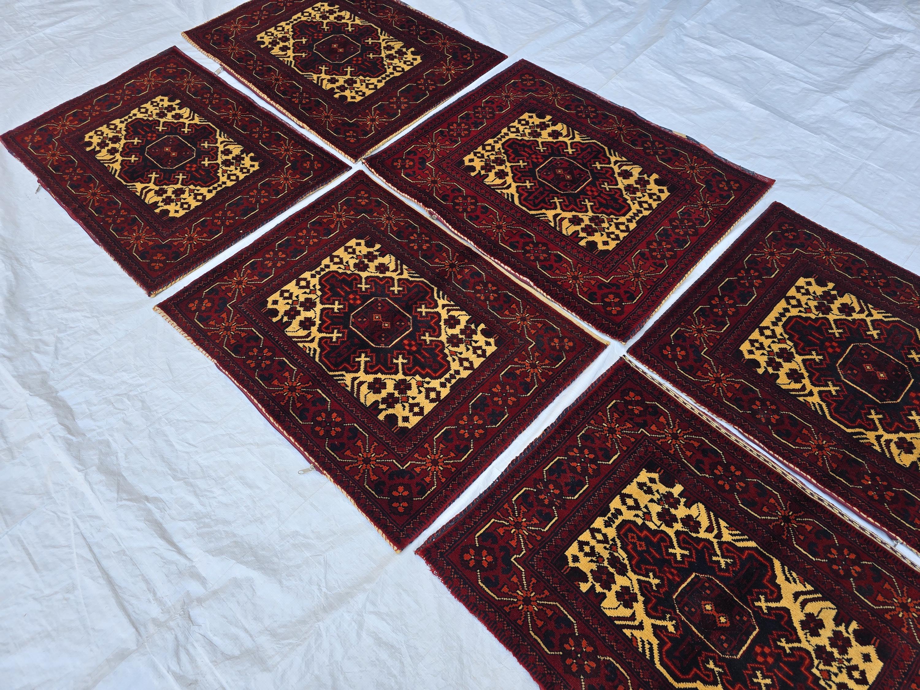 Set of Six Afghan Handwoven Pillow Covers, Afghan Balisht Home Decor, Turkmen Wool Cushion Covers Living Room or Bedroom Tribal Decor