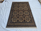 5x7ft Handmade Afghan Carpet, Turkmen Soft Wool Oriental Modern Rug, Boho Home Decor, Rug for Living Room, Bedroom, Office Rug 220x150 cm