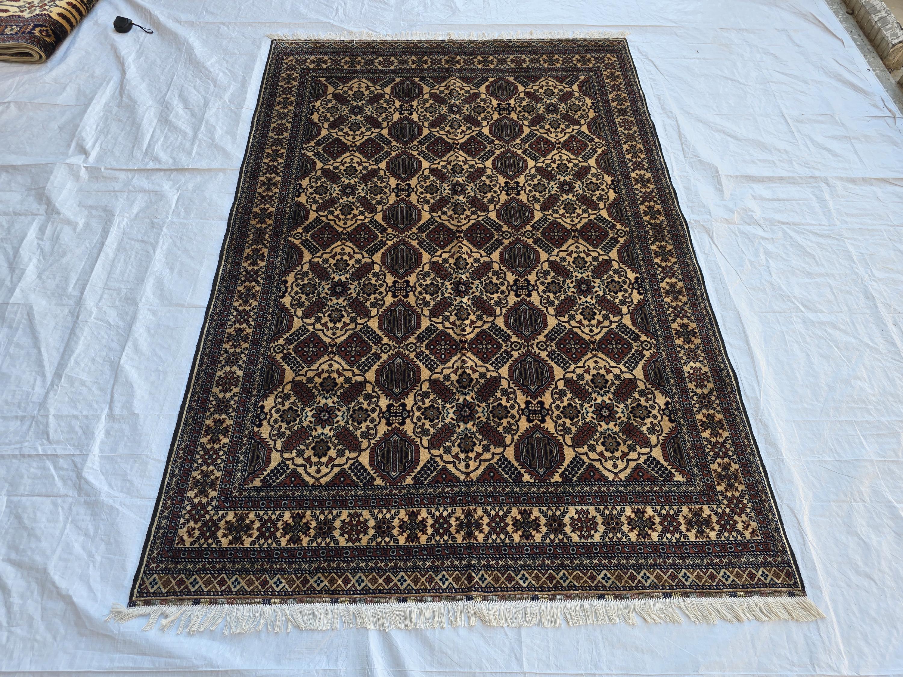 5x7ft Handmade Afghan Carpet, Turkmen Soft Wool Oriental Modern Rug, Boho Home Decor, Rug for Living Room, Bedroom, Office Rug 220x150 cm
