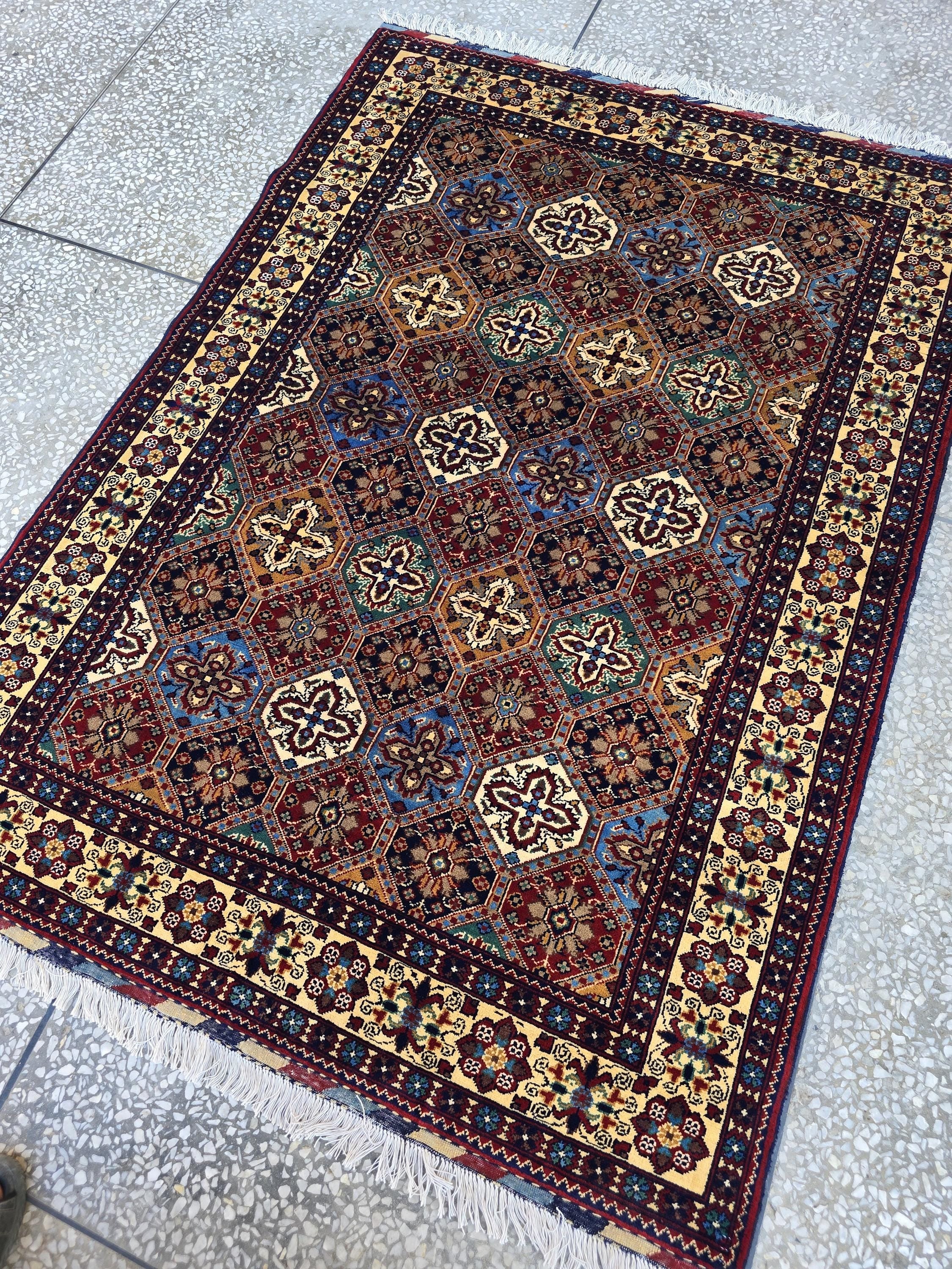 5x7 One of a kind Rug Handwoven Afghan Carpet, Turkmen Soft High Pile Wool Rug, Boho Home Decor, Rug for Bedroom, Living Room Rug