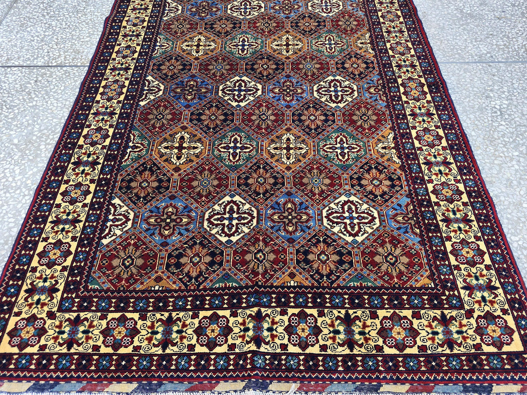 5x7 One of a kind Rug Handwoven Afghan Carpet, Turkmen Soft High Pile Wool Rug, Boho Home Decor, Rug for Bedroom, Living Room Rug