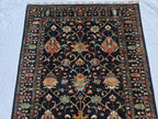 5x6ft, Afghan Handwoven Sultani Chobi High Quality Rug, Turkmen Oriental Wool Black Carpet, Luxurious Home Decor, Rug for Bedroom, Office