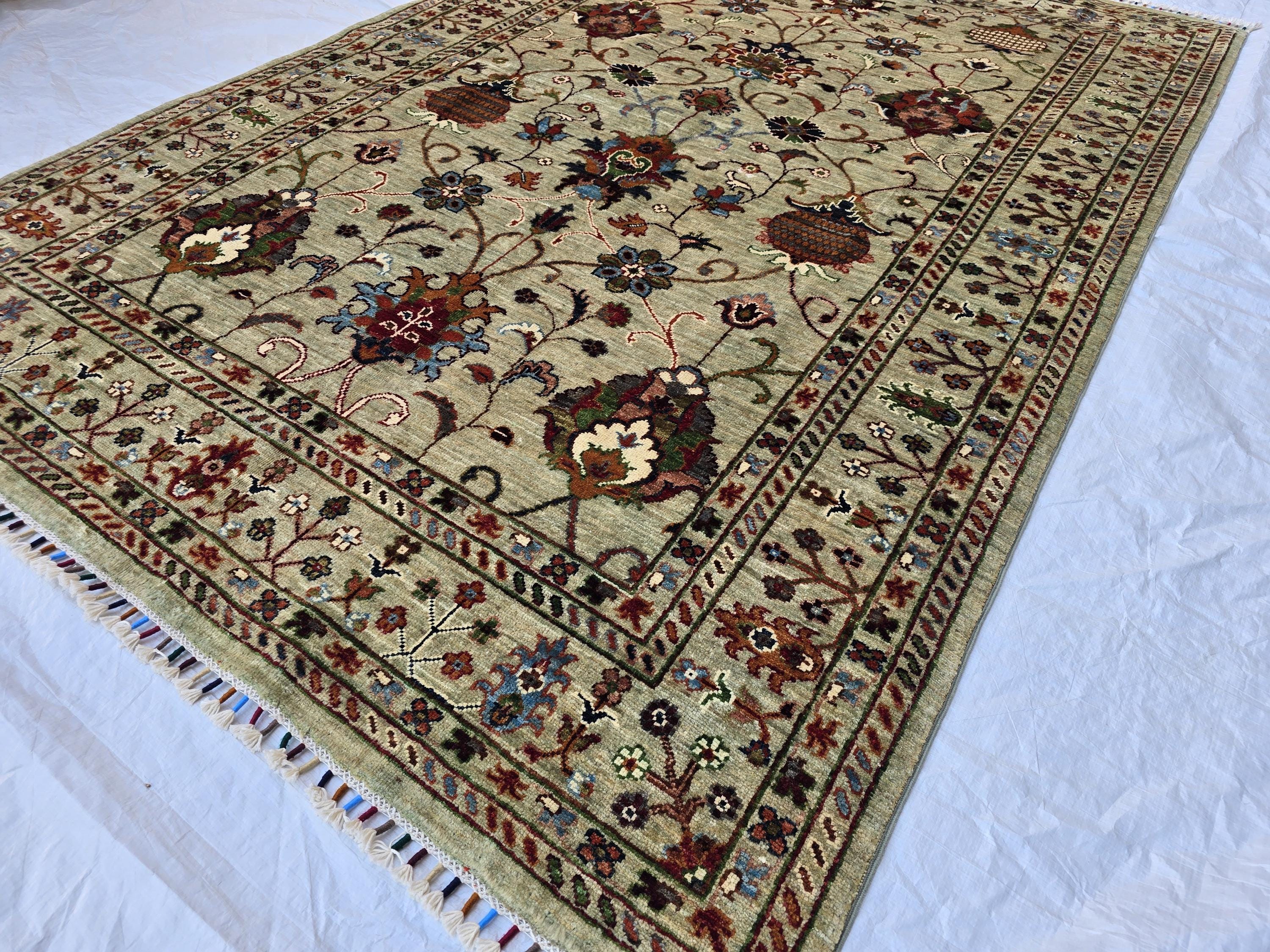 5x8 Luxury Handmade Afghan Tribal Sultani Rug, Turkmen Oriental Wool Carpet, Home Decor, Rug for Living Room, Bedroom Rug, Office Rug