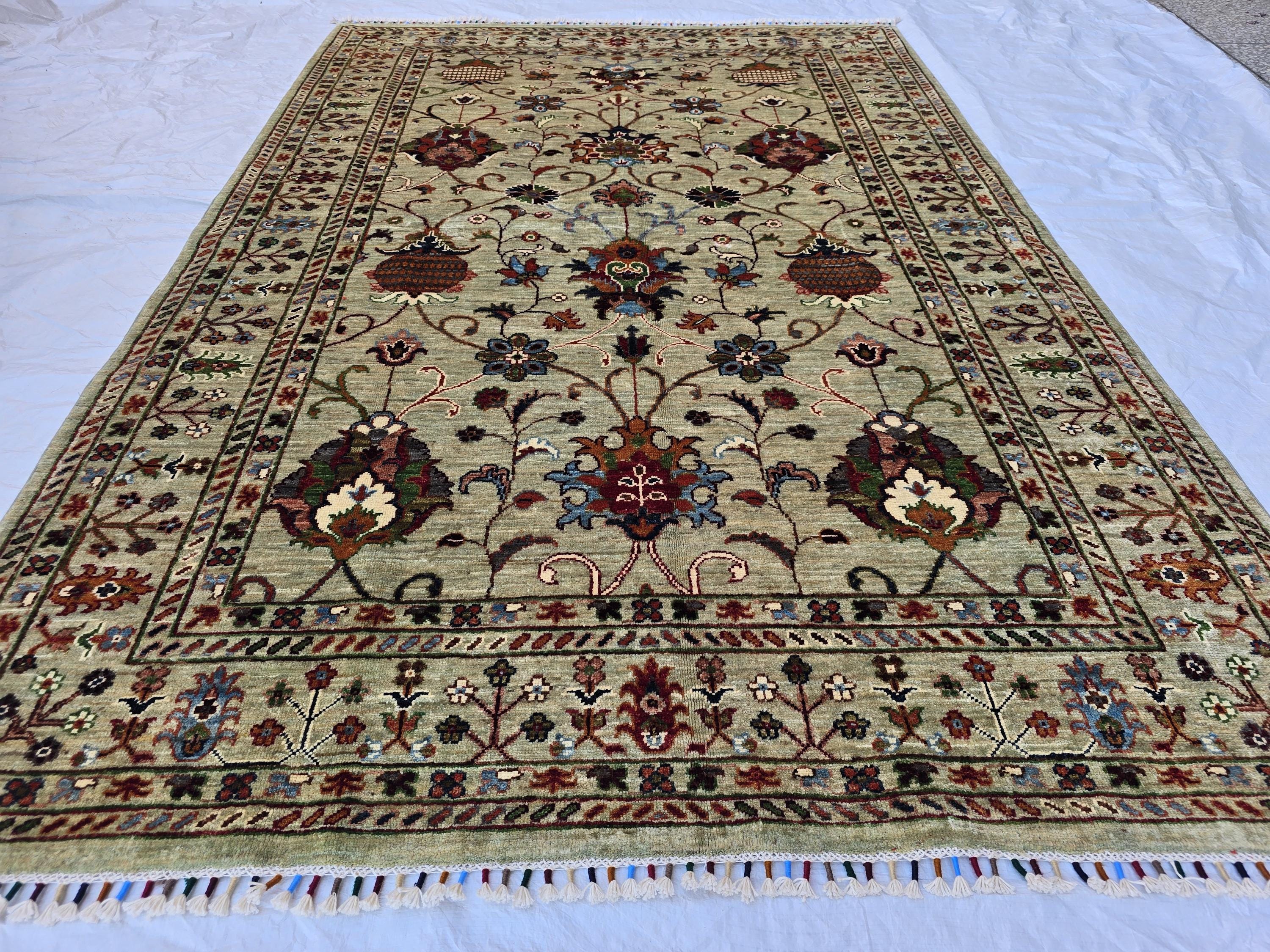 5x8 Luxury Handmade Afghan Tribal Sultani Rug, Turkmen Oriental Wool Carpet, Home Decor, Rug for Living Room, Bedroom Rug, Office Rug
