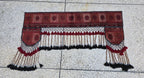 4.9ft Traditional Turkmen Parda Wall Hanging – Handwoven Red & Black Tapestry with Tassels – Tribal Afghan Textile Decor, Bedroom Decor