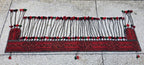 6.4ft Long Handwoven Turkmen Wall Hanging – Tribal Tassel Tapestry, Wool Decor, Red & Black Afghan Textile, Wall Decor Rug, Home Decor