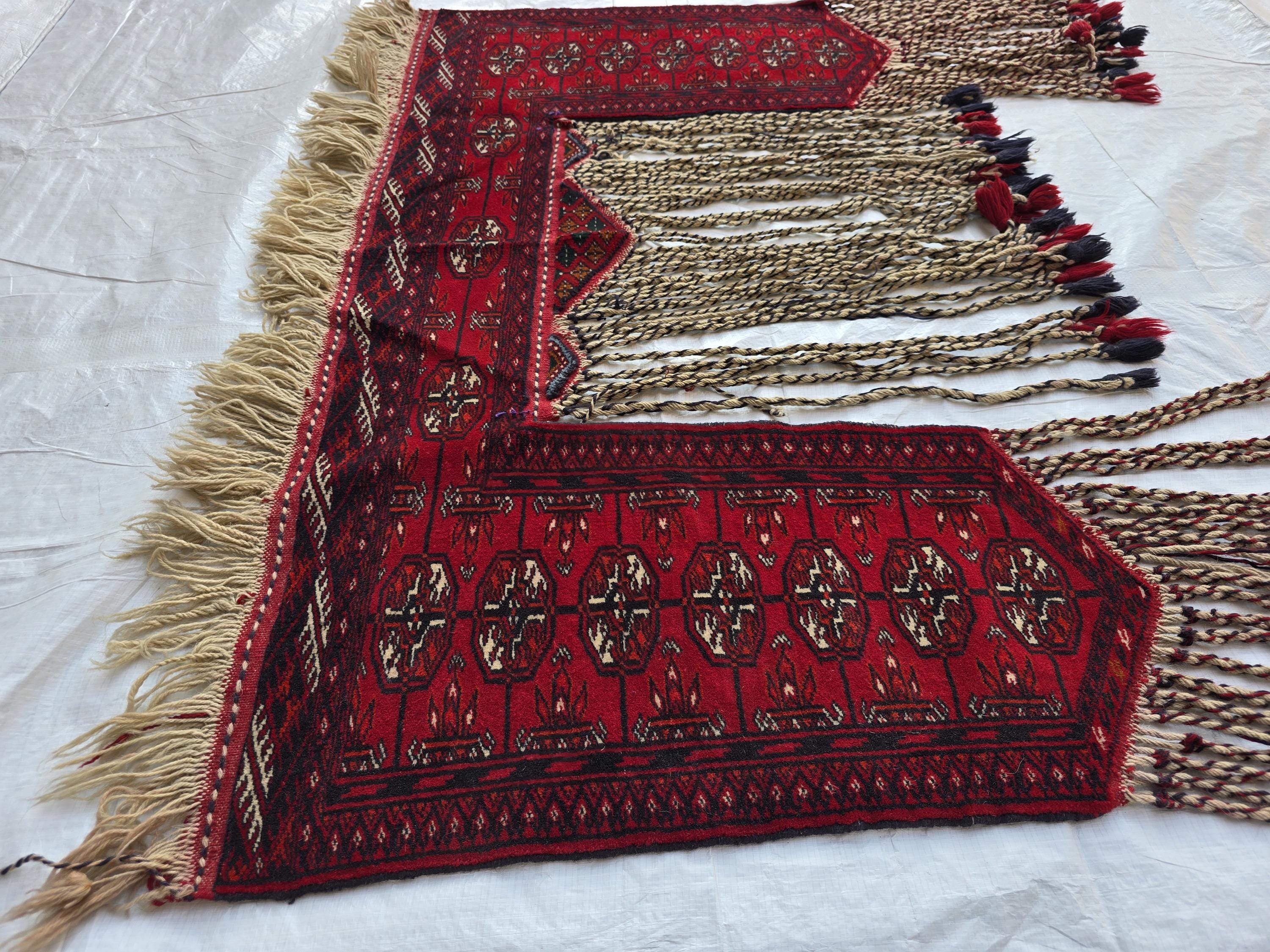 3x4 Wall Hanging Afghan Handmade, Turkmen Wool Handwoven Tapestry, Boho Home Decor – Afghan Textile – Rustic Wall Rug , Wall Decor