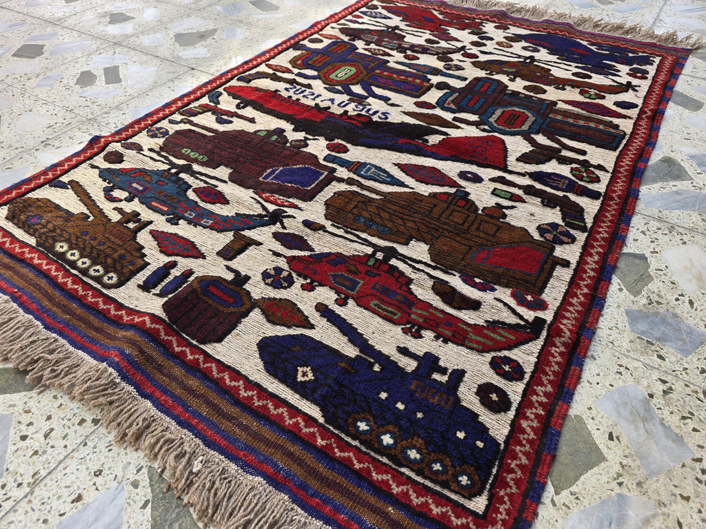 3x5ft War Rug Handwoven Afghan Rug, Turkmen Geometric Tribal Wool Rug, Rug for Kids Room, Wall Hanging Rug, Office Decor, Home Decor