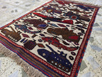 3x5ft War Rug Handwoven Afghan Rug, Turkmen Geometric Tribal Wool Rug, Rug for Kids Room, Wall Hanging Rug, Office Decor, Home Decor