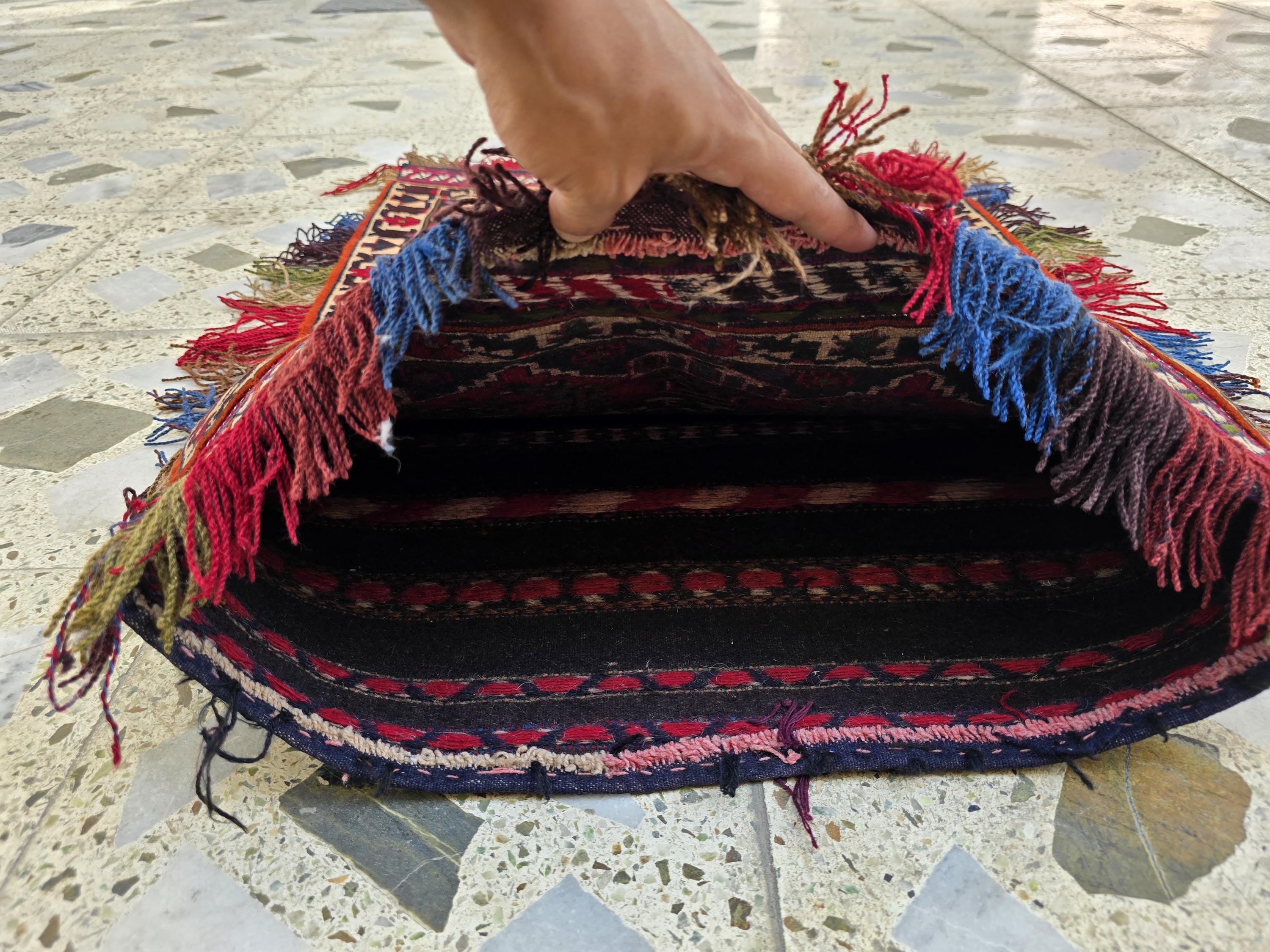 2x2 Vintage Afghan Handmade Wool Cushion, Turkmen Tribal Oriental Pillow Cover, Living Room Decor, Bedroom Decor, Collectible Item