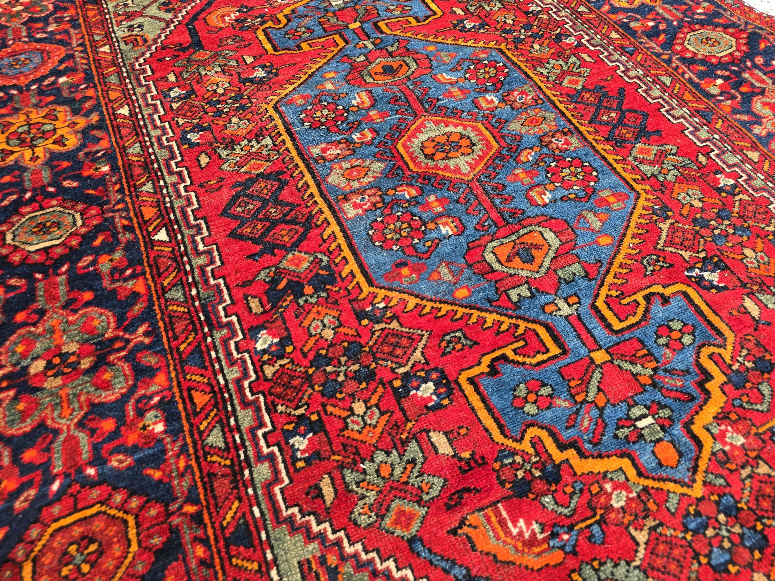 Handmade Afghan Wool Rug 6.10x4.2 ft: Vintage Tribal Oriental Carpet