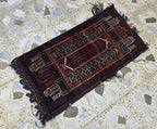 Vintage Afghan Cushion Cover: Handwoven Wool Tribal Rug, 3.6x1.8 ft