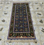 Handmade Afghan Wool Runner Rug: Colorful Geometric Tribal Design, 2x5